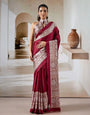 Crimson Maroon Ajrakh Gala Border Saree
