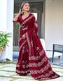 Graceful Maroon Handcrafted Bandhani Cotton Saree