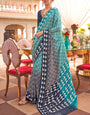 Teal Blue Silk Ikkat Patola Saree