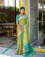 Green Zari Woven Banarasi Raw Silk Saree