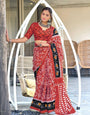 Handwoven Rust Red Ikat Patola Saree