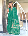 Green Bandhani Print Cotton Saree
