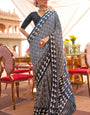 Dusty Blue Silk Ikkat Patola Saree