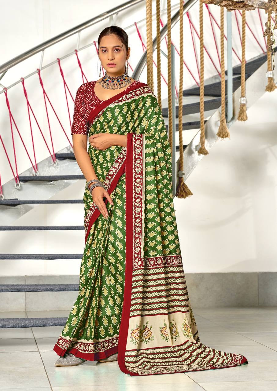 Green and Maroon Patola Saree