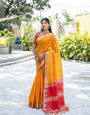 Yellow Zari Woven Banarasi Raw Silk Saree