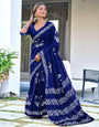 Royal Blue Handcrafted Bandhani Cotton Saree