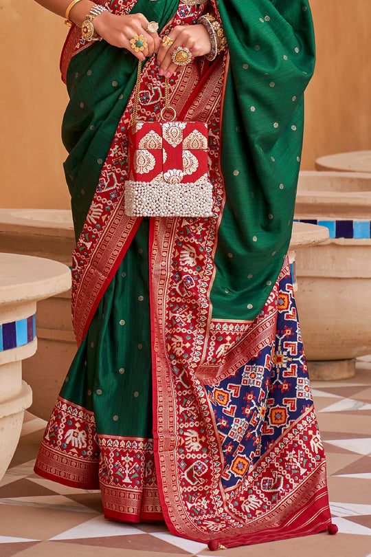 Emerald Green Handwoven Patola Silk Saree