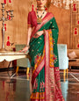 Green and Red Printed Patola Saree