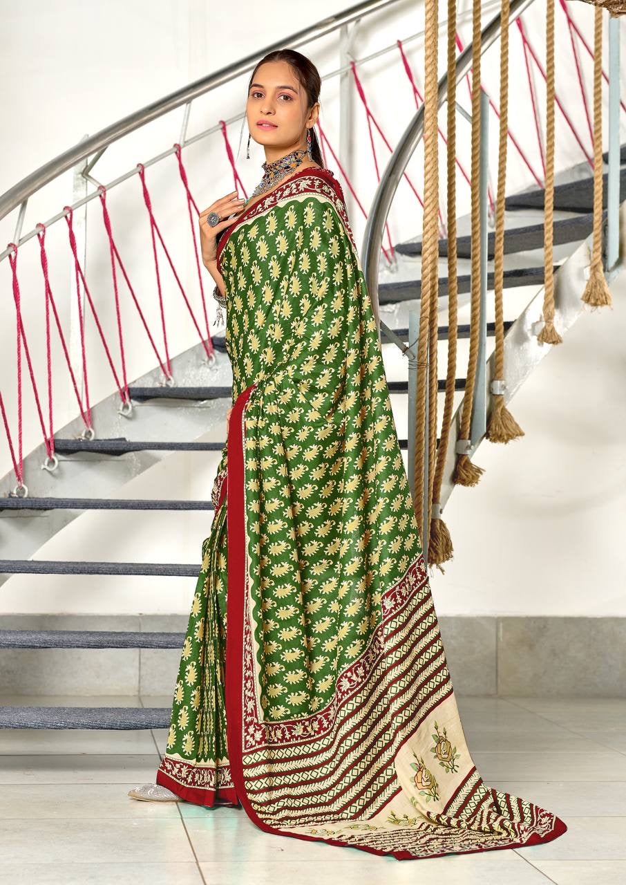 Green and Maroon Patola Saree