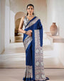 Indigo Blue Ajrakh Gala Border Saree