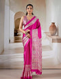 Rani Pink Ajrakh Gala Border Saree