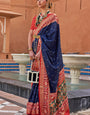 Navy Blue Handwoven Patola Silk Saree