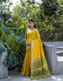 Yellow Zari Woven Banarasi Raw Silk Saree