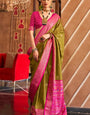 Green and Pink Printed Patola Saree