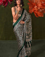 Green Ajrakh Printed Satin Crepe Silk Saree