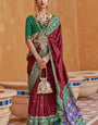 Regal Maroon Handwoven Patola Silk Saree