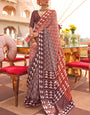 Brown Silk Ikkat Patola Saree
