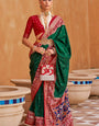 Emerald Green Handwoven Patola Silk Saree