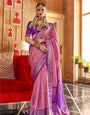 Rose Pink and Purple Accents Printed Patola Saree