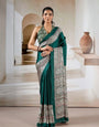 Emerald Green Ajrakh Gala Border Saree
