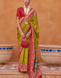 Olive Green Handwoven Patola Silk Saree