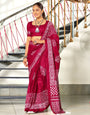 Maroon Bandhani Cotton Saree