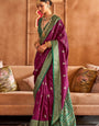 Purple and Green Printed Patola Saree