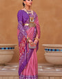 Lilac Pink Handwoven Patola Silk Saree