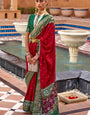 Crimson Red Handwoven Patola Silk Saree
