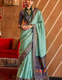 Mint Blue and Navy Printed Patola Saree