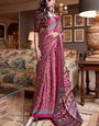 Maroon Ajrakh Patola Printed Satin Crepe Saree