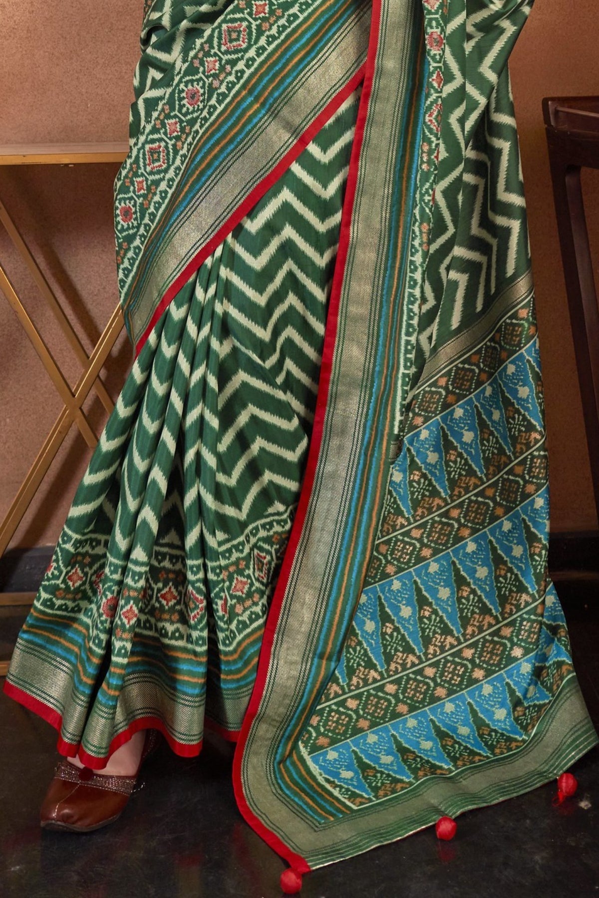 Emerald Green Ikat Patola Saree
