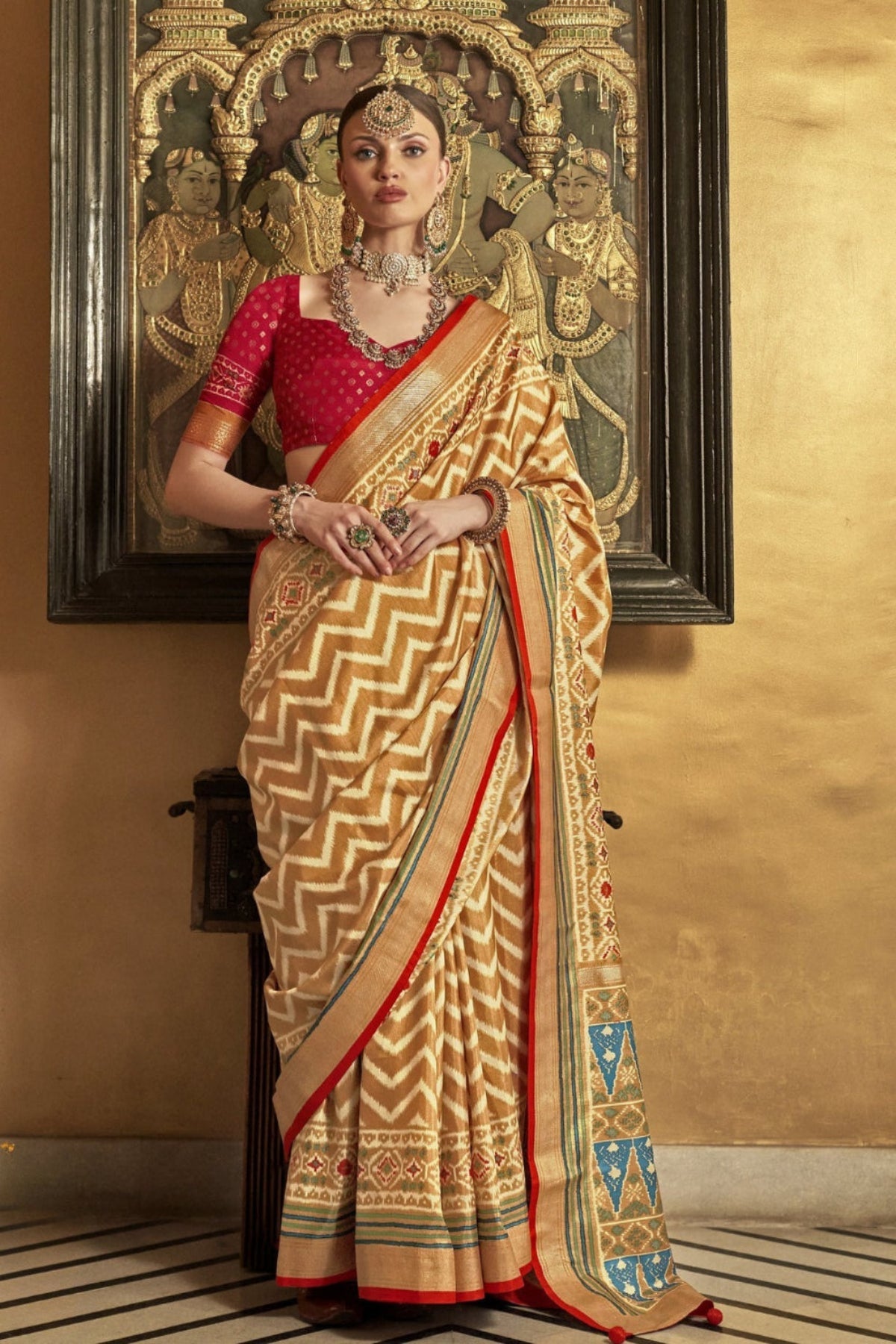 Aztec Yellow Ikat Patola Saree