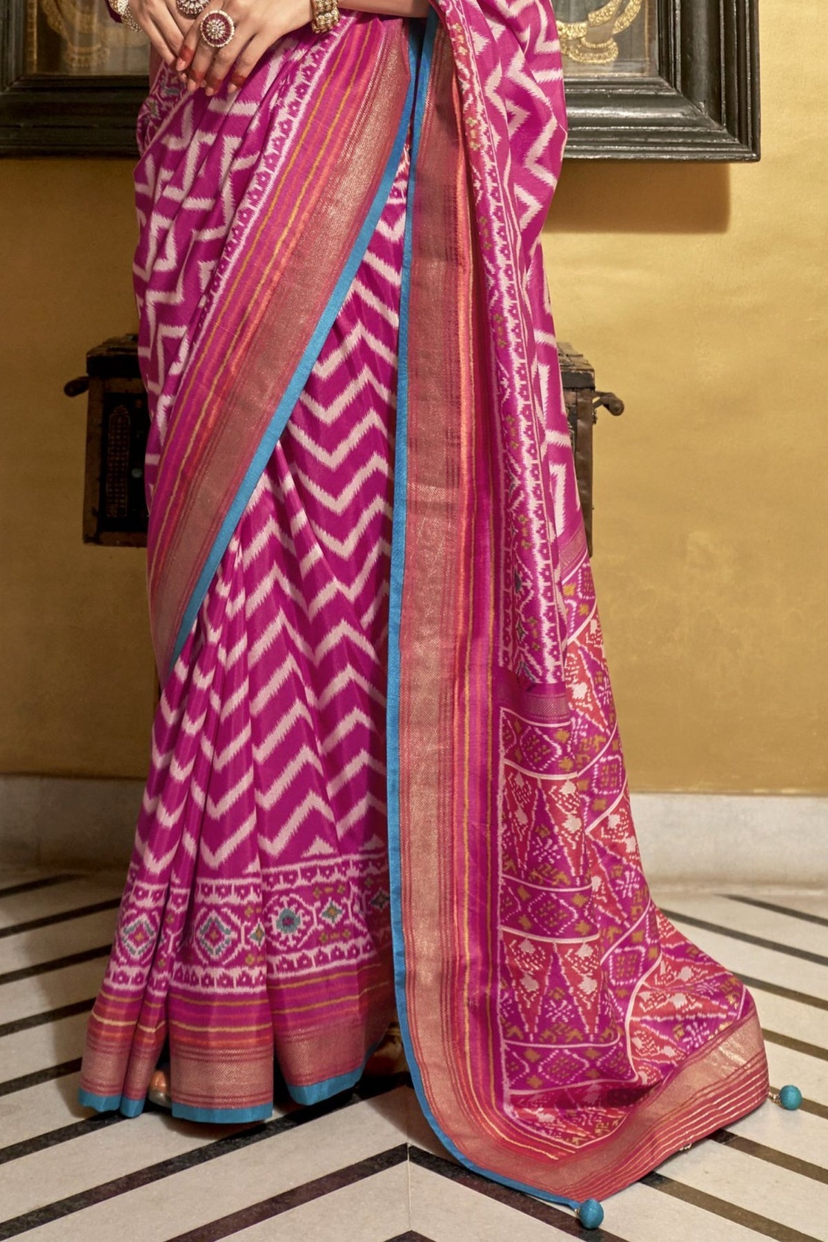 Radiant Pink Ikat Patola Saree