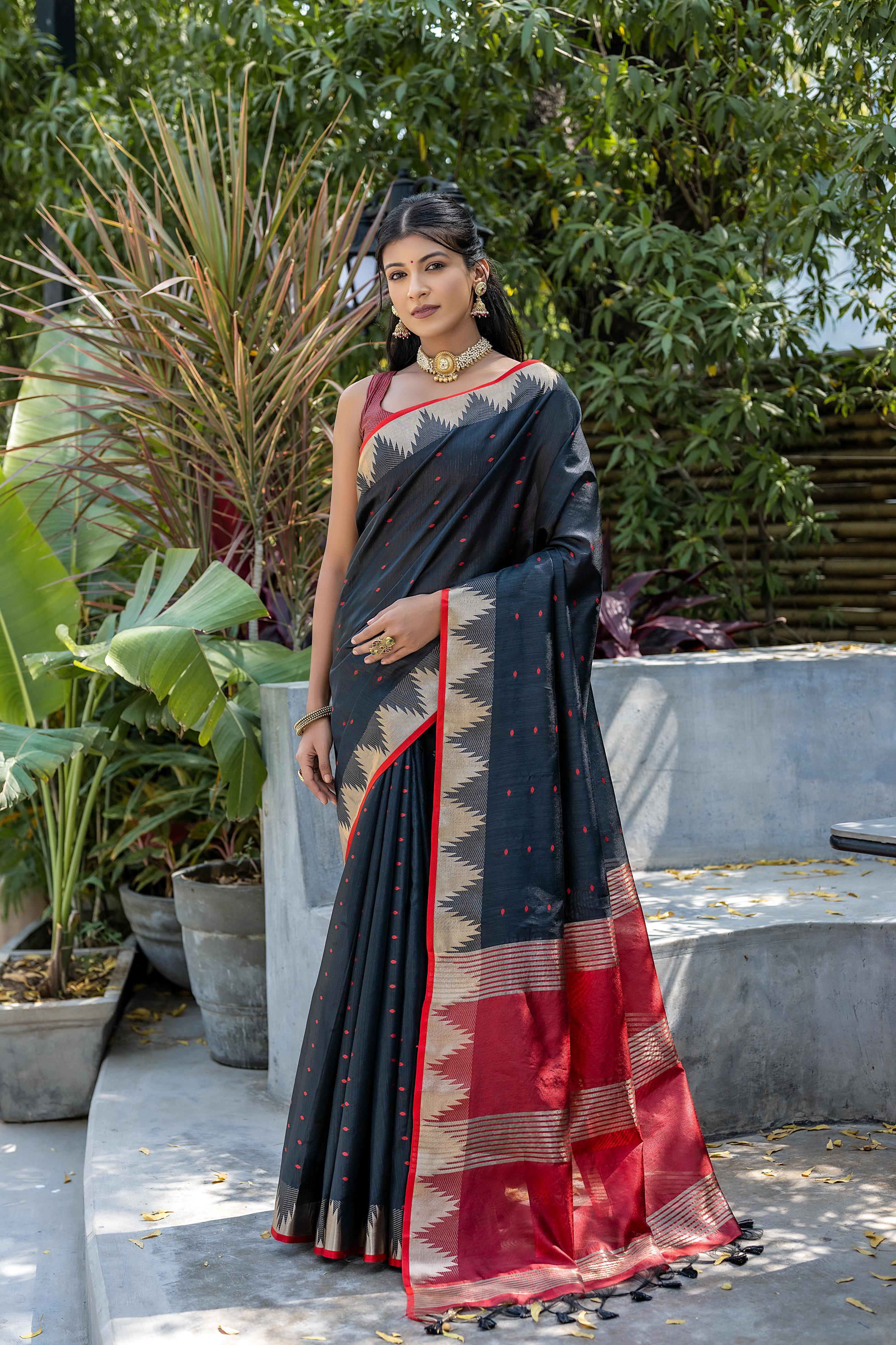 Black Zari Woven Banarasi Raw Silk Saree