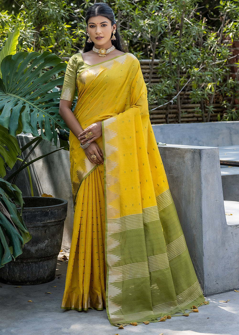 Yellow Zari Woven Banarasi Raw Silk Saree