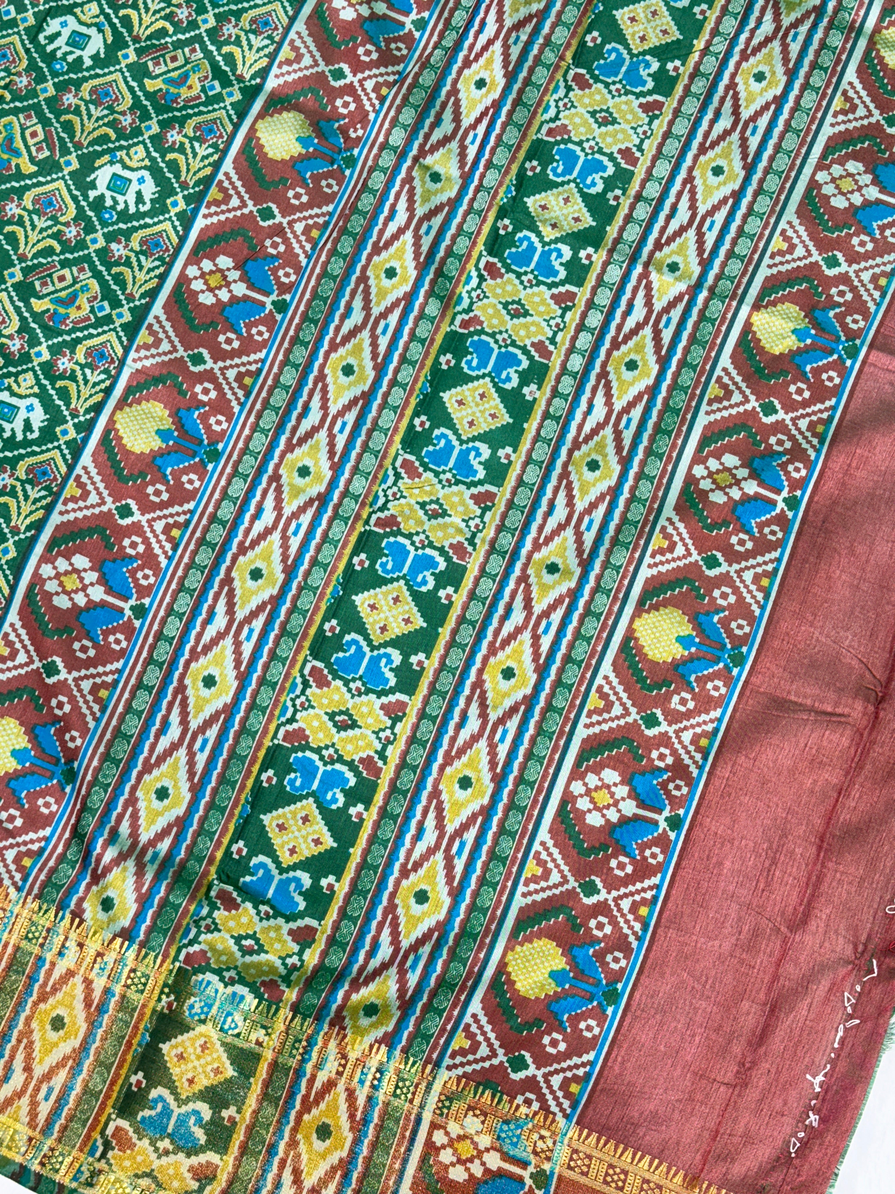 Emerald Green Patola Silk Saree