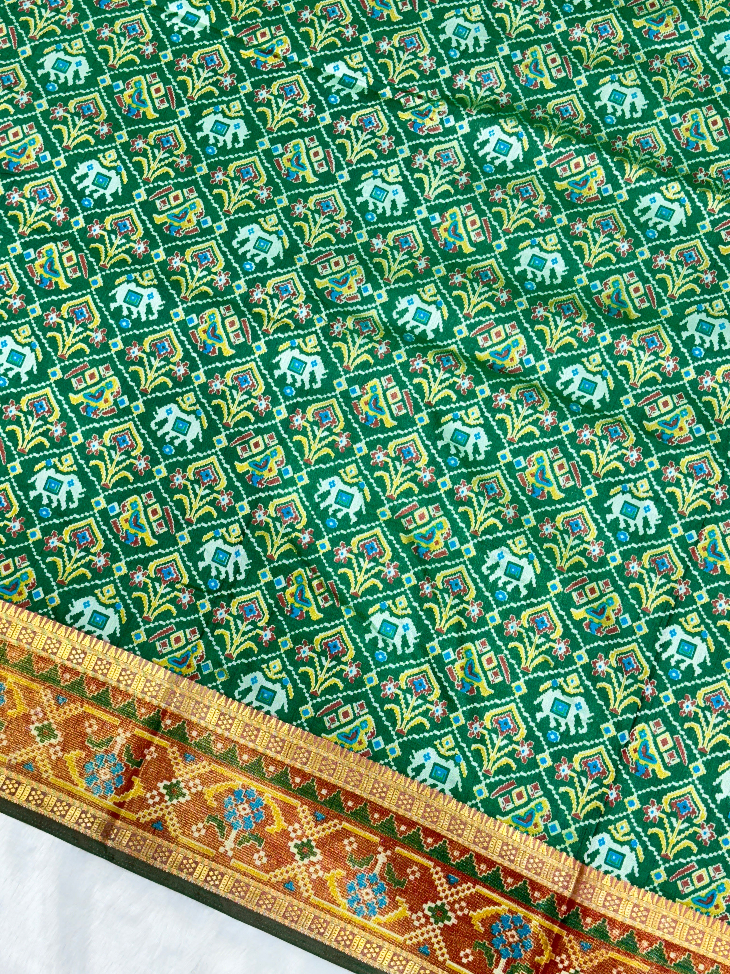 Emerald Green Patola Silk Saree