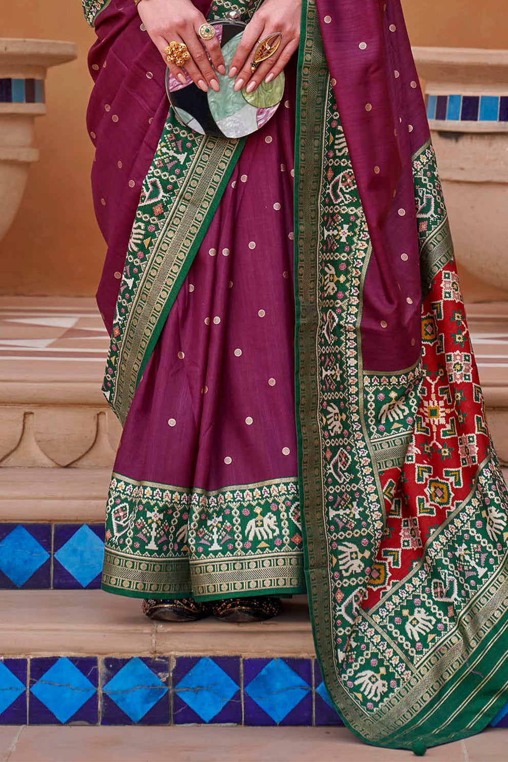 Deep Wine Handwoven Patola Silk Saree