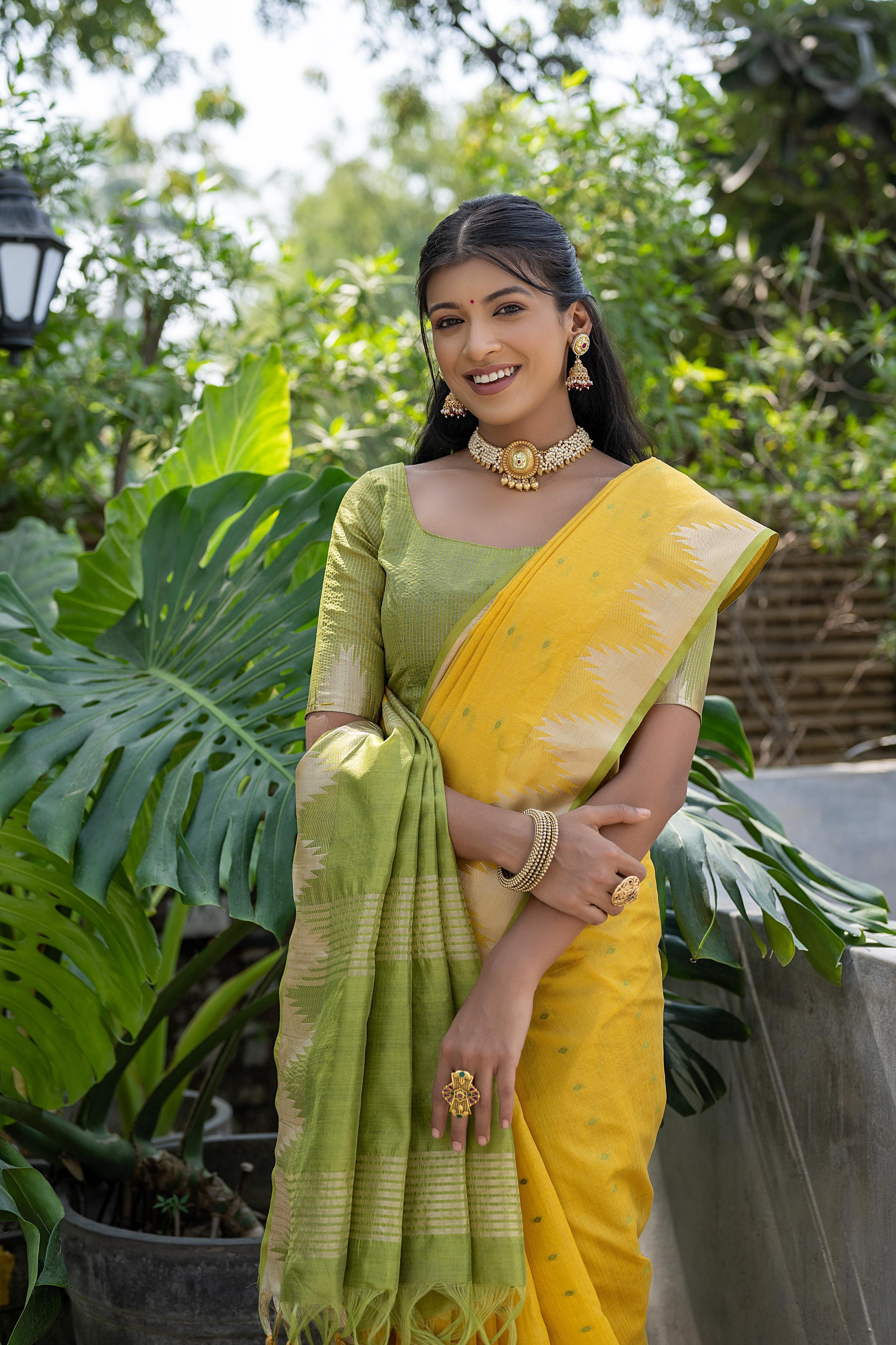 Yellow Zari Woven Banarasi Raw Silk Saree