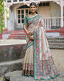 Elegant Beige Patola Silk Saree