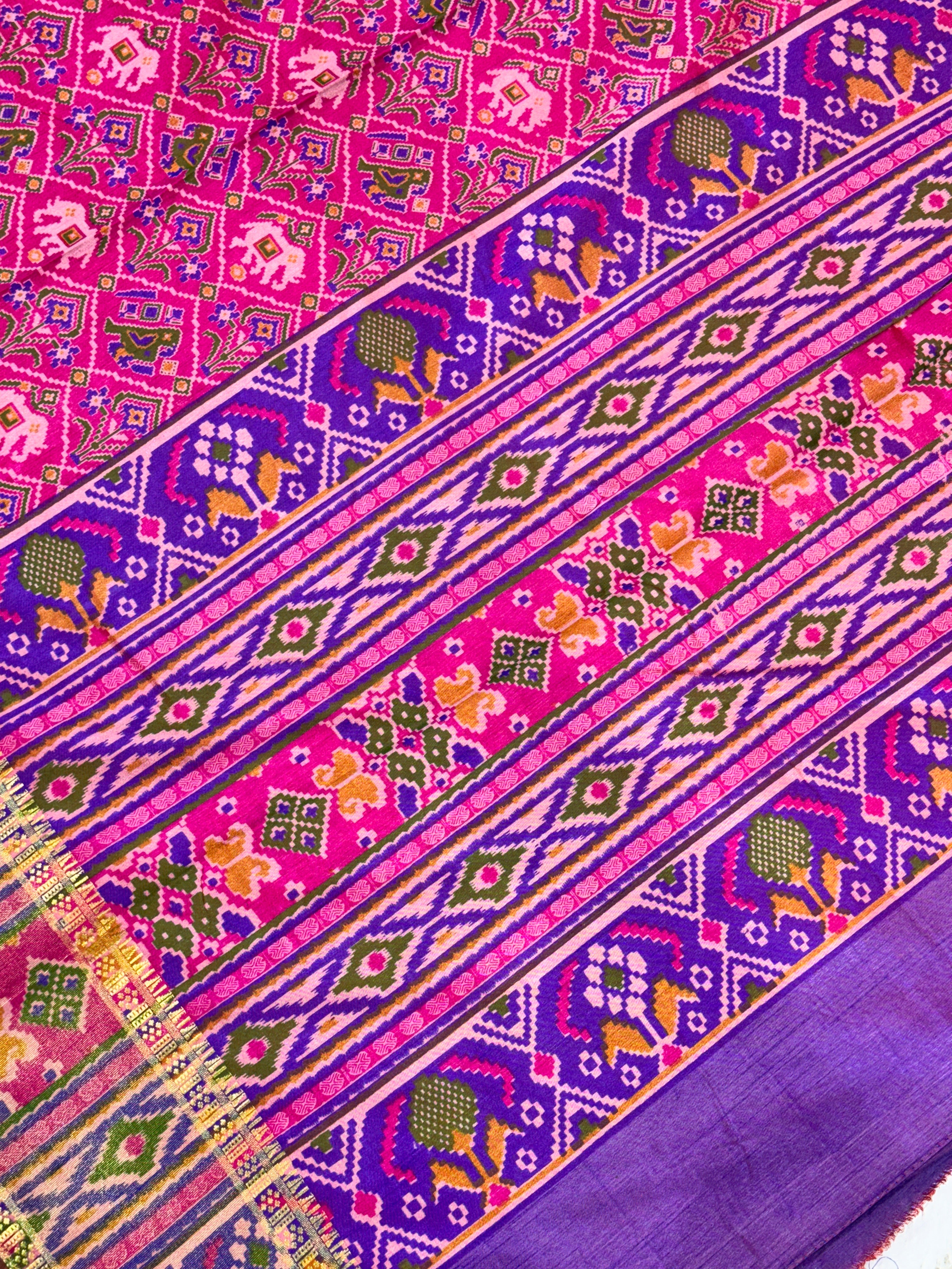 Magenta Pink Patola Silk Saree