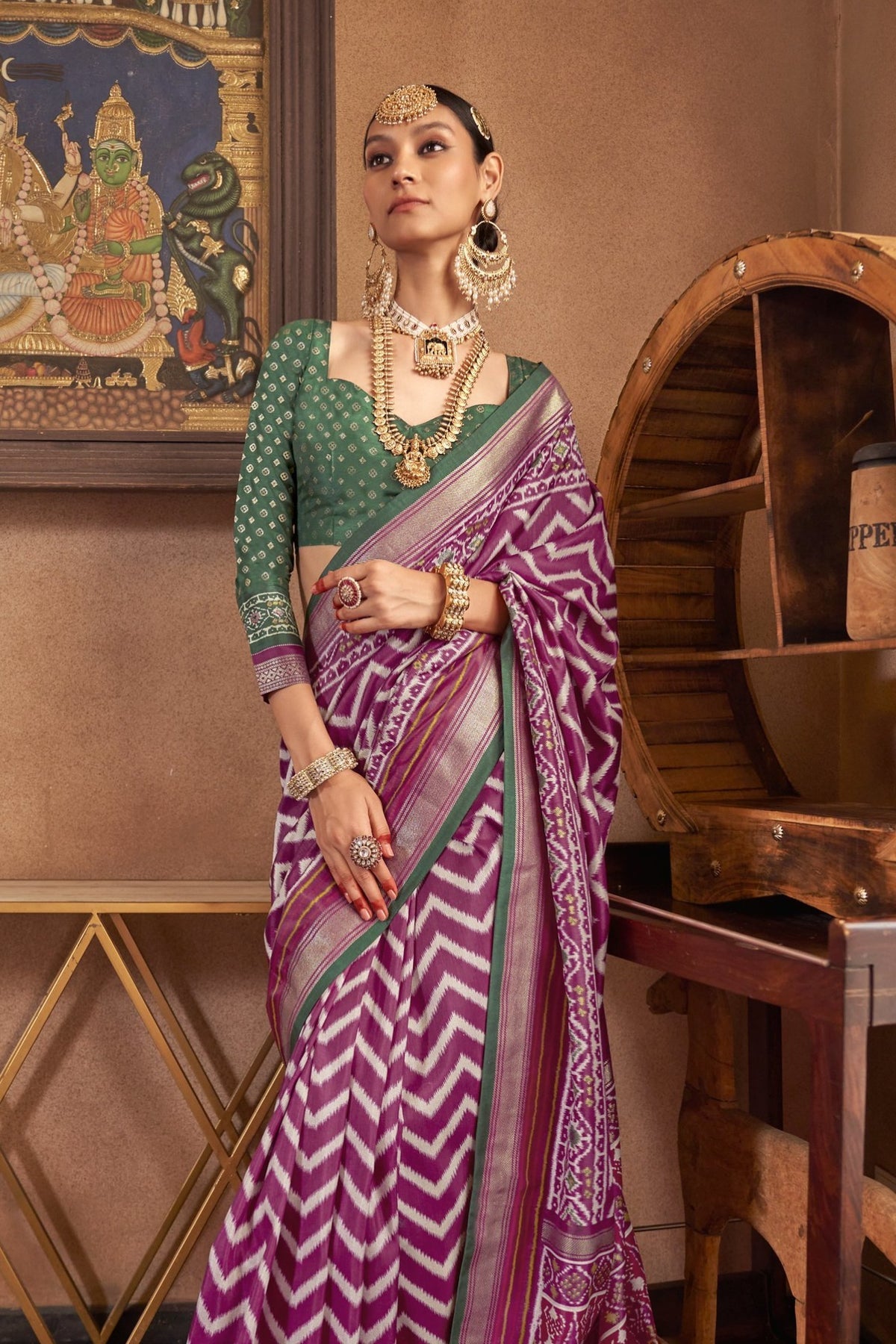 Elegant Purple Ikat Patola Saree