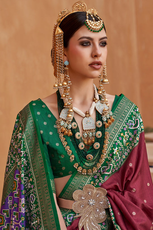 Regal Maroon Handwoven Patola Silk Saree