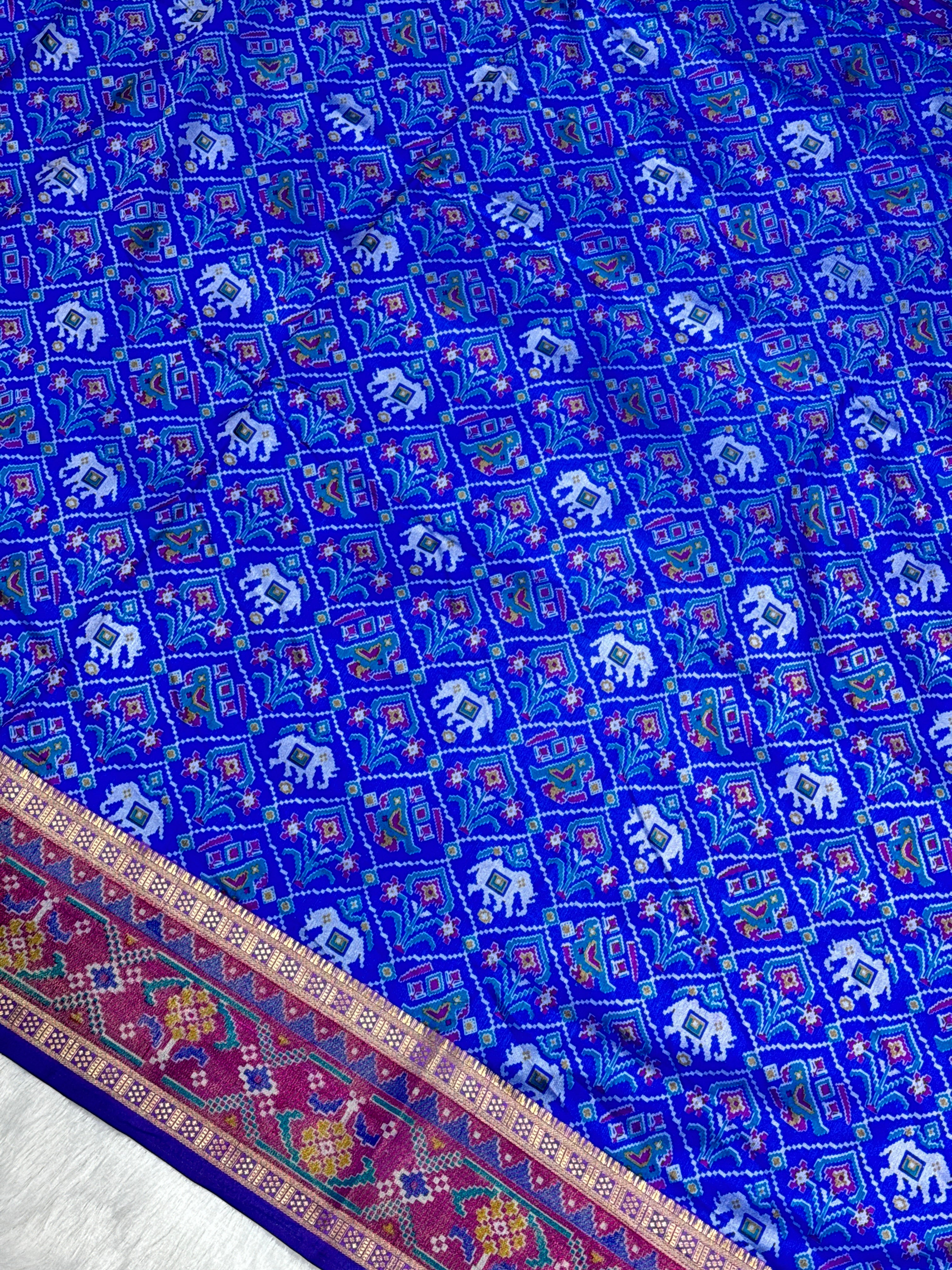 Blue & Magenta Patola Silk Saree