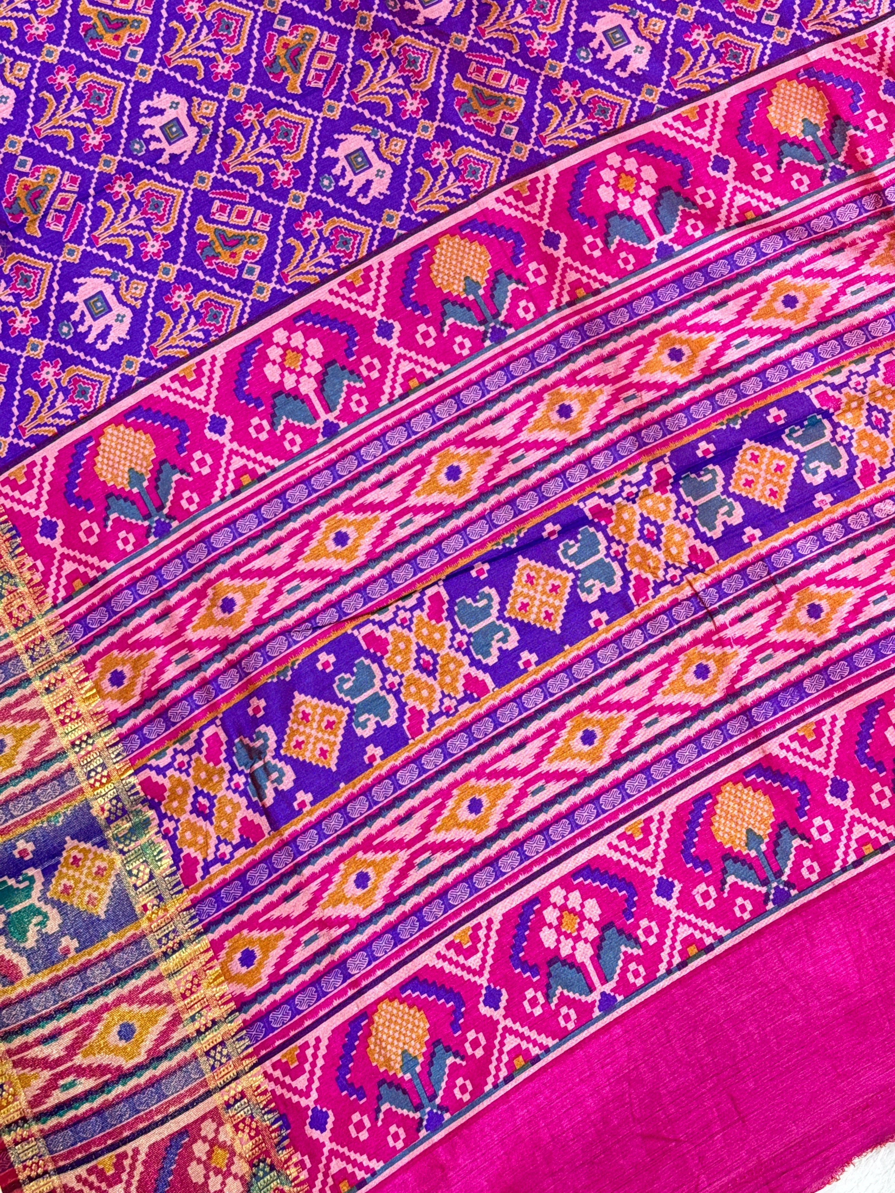 Purple Semi Silk Patola Saree