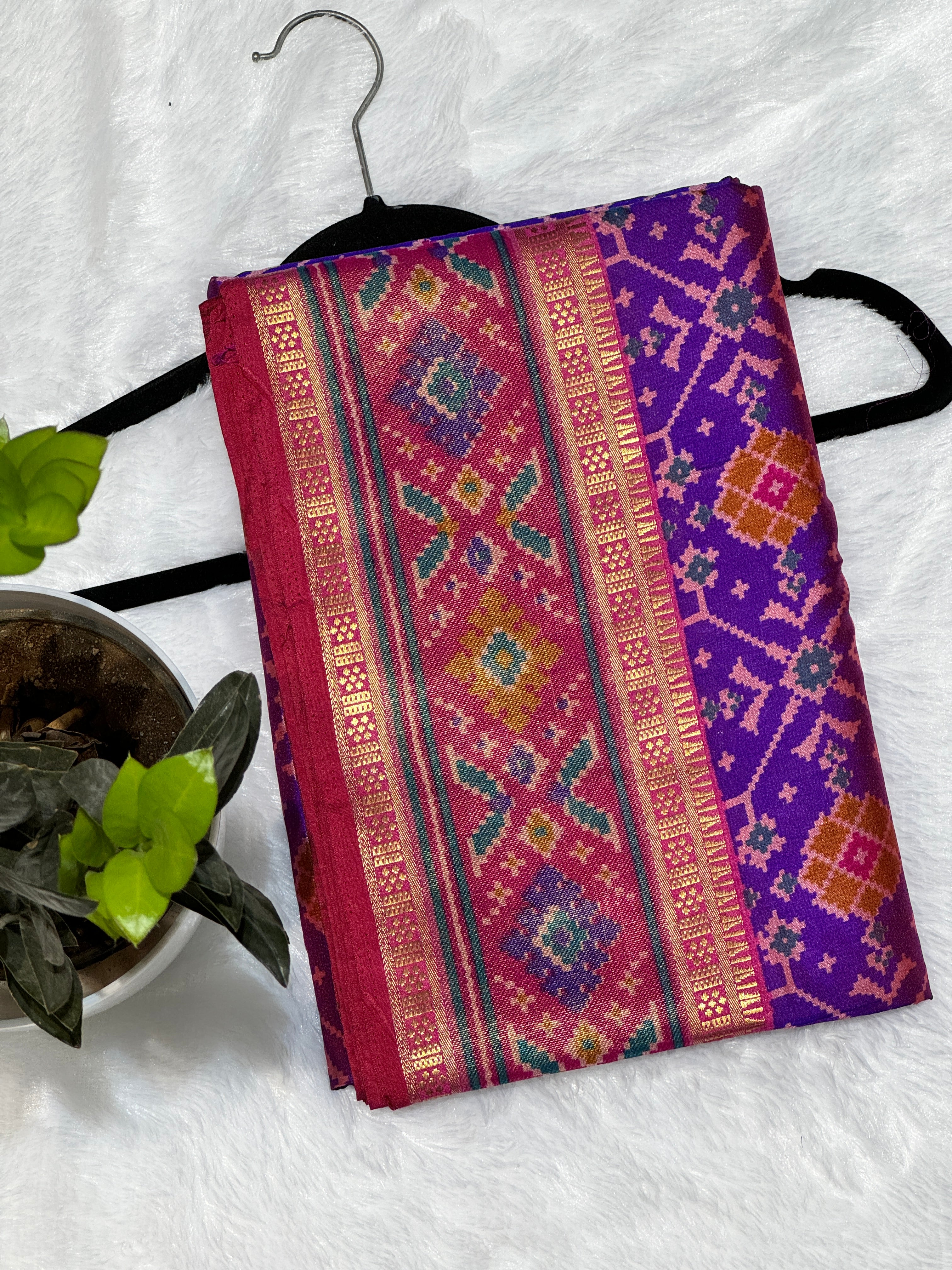 Traditional Purple Patola Silk Saree MSM1001