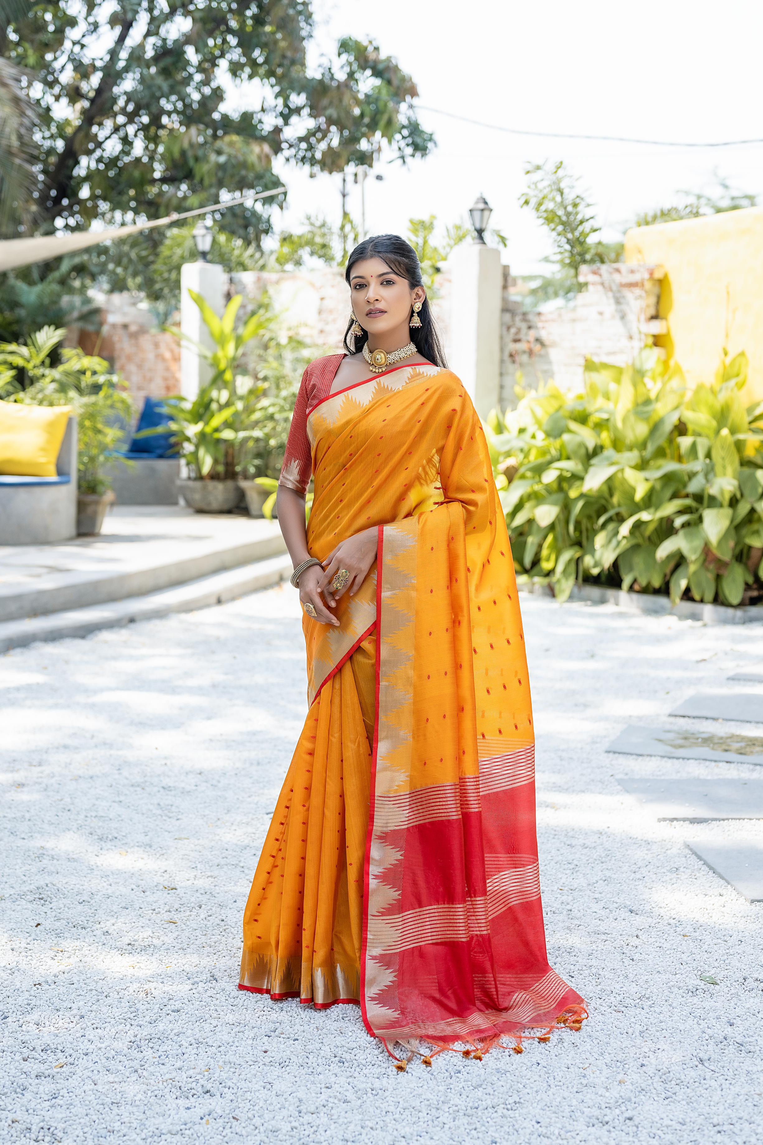 Yellow Zari Woven Banarasi Raw Silk Saree