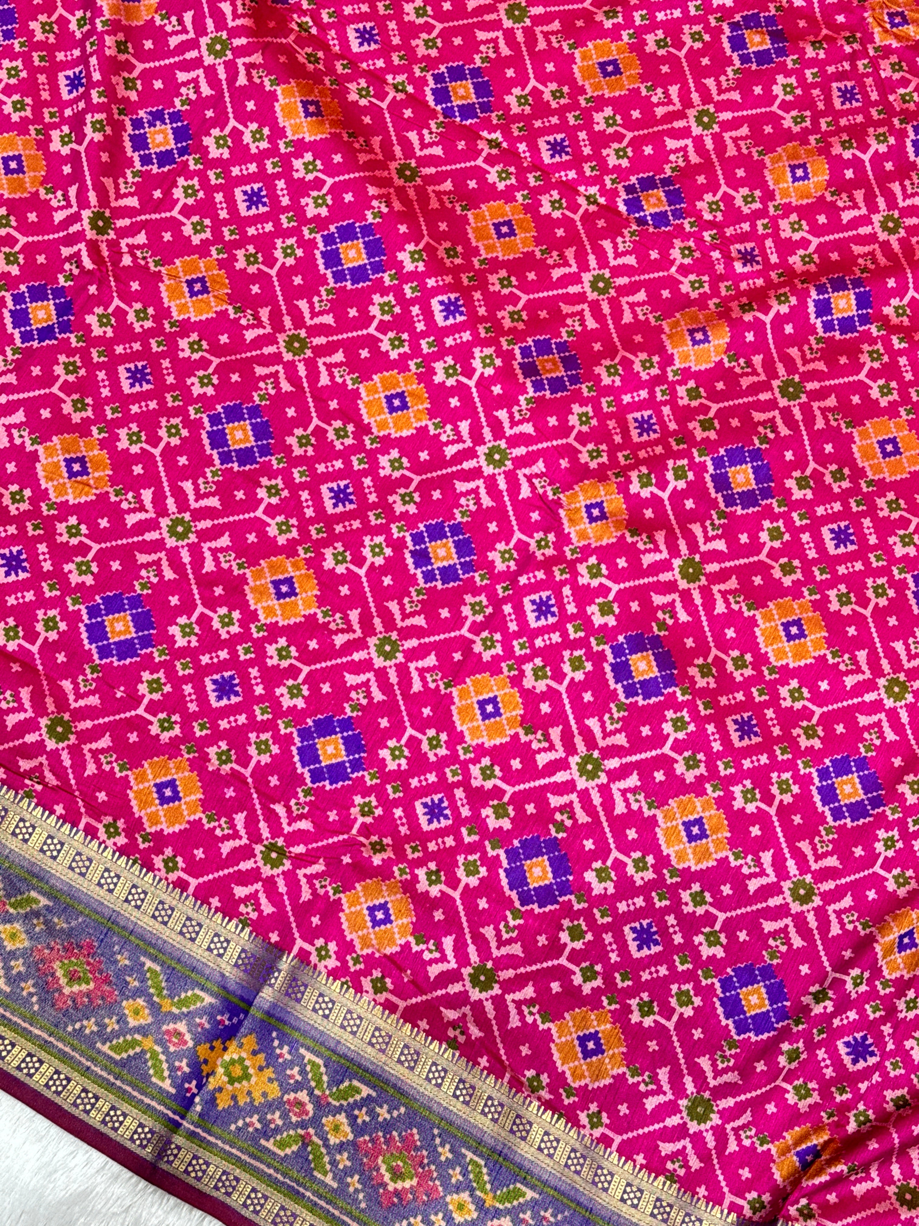 Rani Pink Patola Silk Saree MSM1003