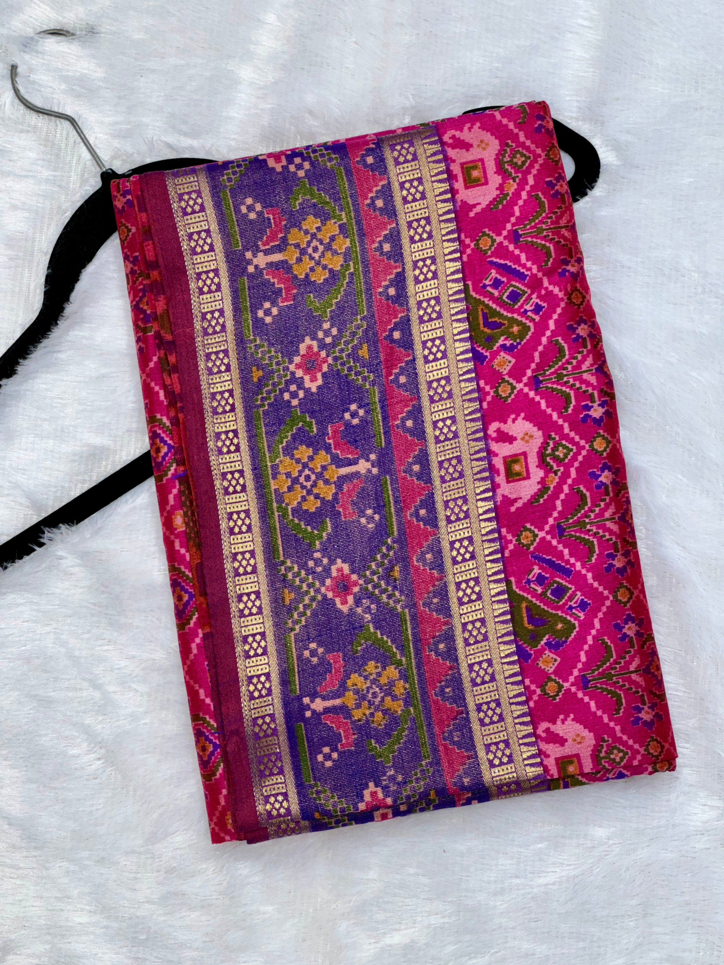 Magenta Pink Patola Silk Saree